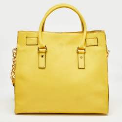 Pre Owned MICHAEL Michael Kors Yellow Leather Large Hamilton North South Tote