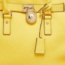 Pre Owned MICHAEL Michael Kors Yellow Leather Large Hamilton North South Tote