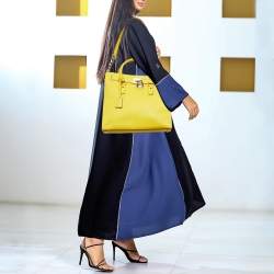 Pre Owned MICHAEL Michael Kors Yellow Leather Large Hamilton North South Tote