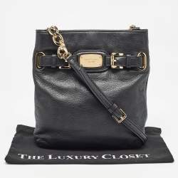 Pre Owned MICHAEL Michael Kors Black Leather Hamilton Crossbody Bag