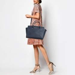 Pre Owned MICHAEL Michael Kors Dark Blue Leather Large Selma Satchel