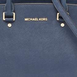 Pre Owned MICHAEL Michael Kors Dark Blue Leather Large Selma Satchel