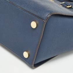 Pre Owned MICHAEL Michael Kors Dark Blue Leather Large Selma Satchel