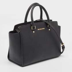 MICHAEL Michael Kors Black Saffiano Leather Large Selma Tote