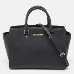 MICHAEL Michael Kors Black Saffiano Leather Large Selma Tote