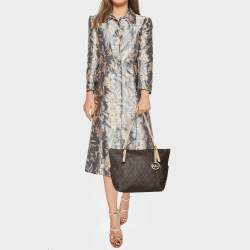 Pre Owned MICHAEL Michael Kors Brown Signature Coated Canvas and Leather East West Zip Tote