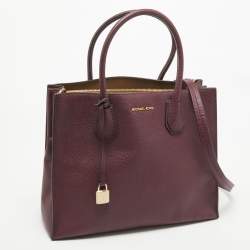 Pre Owned MICHAEL Michael Kors Burgundy Grained Leather Large Mercer Tote