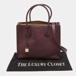 Pre Owned MICHAEL Michael Kors Burgundy Grained Leather Large Mercer Tote
