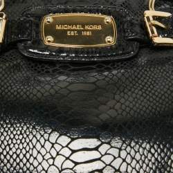 Pre Owned MICHAEL Michael Kors Black Phyton Effect Suede East West Hamilton Tote