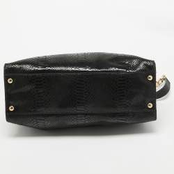 Pre Owned MICHAEL Michael Kors Black Phyton Effect Suede East West Hamilton Tote