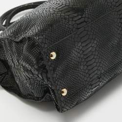 Pre Owned MICHAEL Michael Kors Black Phyton Effect Suede East West Hamilton Tote