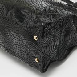 Pre Owned MICHAEL Michael Kors Black Phyton Effect Suede East West Hamilton Tote