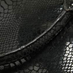 Pre Owned MICHAEL Michael Kors Black Phyton Effect Suede East West Hamilton Tote