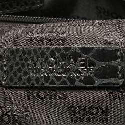 Pre Owned MICHAEL Michael Kors Black Phyton Effect Suede East West Hamilton Tote