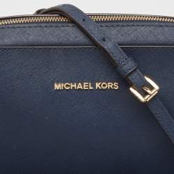 MICHAEL Michael Kors Dark Blue Leather Jet Set Camera Crossbody Bag