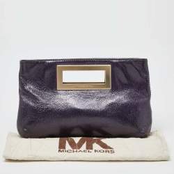 Pre Owned MICHAEL Michael Kors Purple Patent Leather Berkley Clutch
