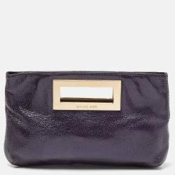 Pre Owned MICHAEL Michael Kors Purple Patent Leather Berkley Clutch