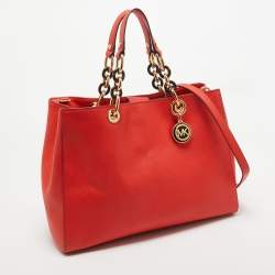 MICHAEL Michael Kors Red Leather Large Cynthia Tote