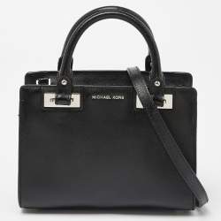 Pre Owned MICHAEL Michael Kors Black Leather Quinn Tote
