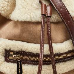 MICHAEL Michael Kors Beige/Brown Suede and Shearling Fur Bucket Bag