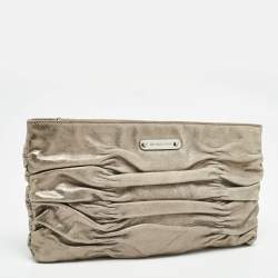 MICHAEL Michael Kors Metallic Leather Webster Ruched Clutch