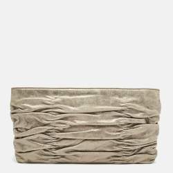 MICHAEL Michael Kors Metallic Leather Webster Ruched Clutch