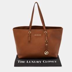 MICHAEL Michael Kors Brown Leather Jet Set  Shopper Tote