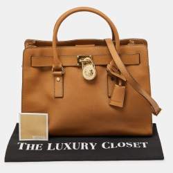 Pre Owned MICHAEL Michael Kors Beige Leather East/West Hamilton Tote