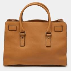 Pre Owned MICHAEL Michael Kors Beige Leather East/West Hamilton Tote