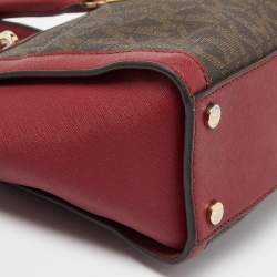 MICHAEL Michael Kors Brown/Red Signature Coated Canvas and Leather Tina Tote