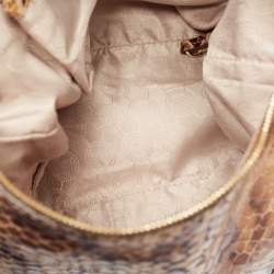 Michael Kors Brown/Black Python Embossed Patent Leather Tassel Hobo