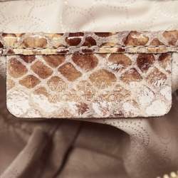 Michael Kors Brown/Black Python Embossed Patent Leather Tassel Hobo