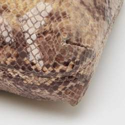 Michael Kors Brown/Black Python Embossed Patent Leather Tassel Hobo