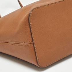 Pre Owned MICHAEL Michael Kors Brown Saffiano Leather Large Jet Set Travel Tote