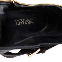 Pre Owned MICHAEL Michael Kors Black Leather Preston Ankle Boots Size 36.5