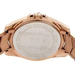 Pre Owned Michael Kors White Rose Gold Plated Stainless Steel Whitney MK6694 Women's Wristwatch 38 mm