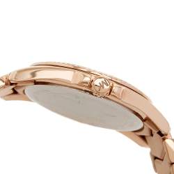 Pre Owned Michael Kors White Rose Gold Plated Stainless Steel Whitney MK6694 Women's Wristwatch 38 mm