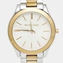 مملوكة مسبقًا ساعة يد مايكل كورس سليم رانواي MK3198 ستانلس ستيل لونين بيضاء للجنسين  40 مم