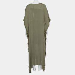 Michael Stars Green Georgette Farrah Kaftan Maxi Dress One Size