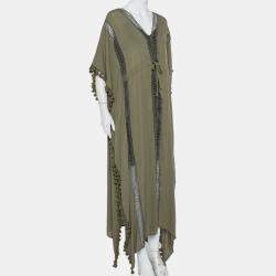 Michael Stars Green Georgette Farrah Kaftan Maxi Dress One Size