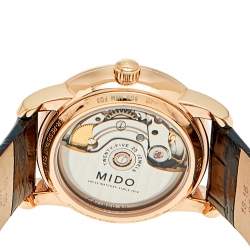 Mido Mother Of Pearl Rose Gold Plated Stainless Steel Leather Baroncelli Prisma M007.207.36.116.00 Women's Wristwatch 33 mm