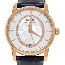 Mido Mother Of Pearl Rose Gold Plated Stainless Steel Leather Baroncelli Prisma M007.207.36.116.00 Women's Wristwatch 33 mm