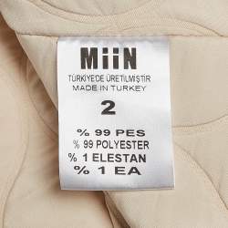 MIIN Cream Crepe Quilted Jacket and Pants Set M