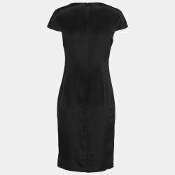 مملوكة مسبقًا Mikael Aghal Black Silk Embellished Neckline Detail Dress S