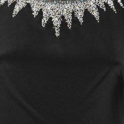 مملوكة مسبقًا Mikael Aghal Black Silk Embellished Neckline Detail Dress S