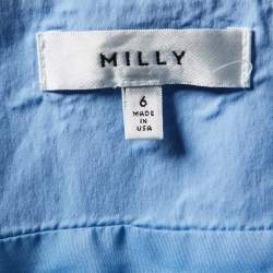 Pre Owned Milly Blue Cotton Off-Shoulder Tie-Up Waist Detail Top S
