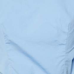 Pre Owned Milly Blue Cotton Off-Shoulder Tie-Up Waist Detail Top S