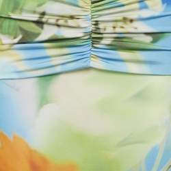 Pre Owned Mirae Green Jersey Tani Lilies Top and Skirt Set M