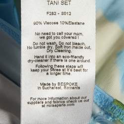Pre Owned Mirae Green Jersey Tani Lilies Top and Skirt Set M