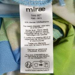 Pre Owned Mirae Green Jersey Tani Lilies Top and Skirt Set M